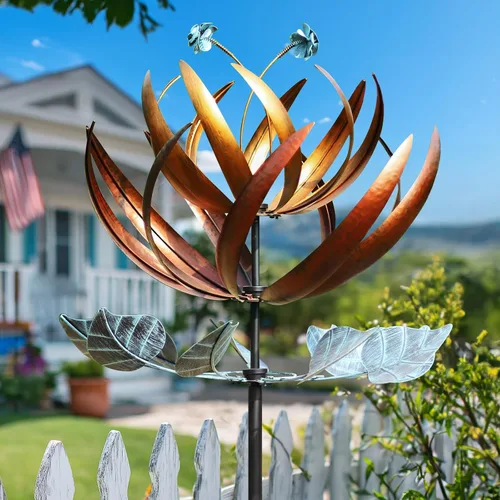 Vista 8 de Molinillos de viento para patio y jardín, molinillos de viento para exteriores, metal grande, 77 pulgadas, molino de viento cinético y esculturas