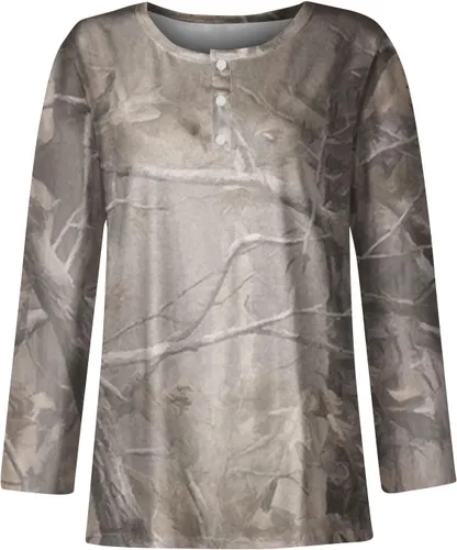 Vista 2 de Holiday Outfits for Women 2023 V Neck Button Down T Shirts Printing Long Sleeve Pullover Tops Hide Belly Outfit