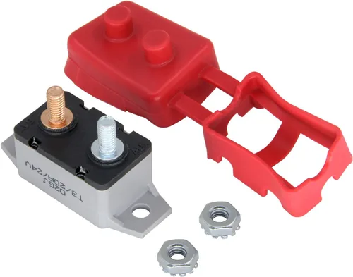 Vista 2 de Disyuntor de 6-28V 20A Restablecimiento manual para barcos marinos con cubierta protectora de cinturón rojo de 20 amperios