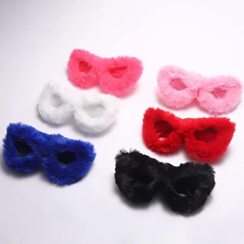 Vista 6 de GUVIVI Women Plush Fuzzy Cat Eye Sunglasses Furry Punk Soft Velvet Shades Rave Party Glasses Masquerade Eyewear