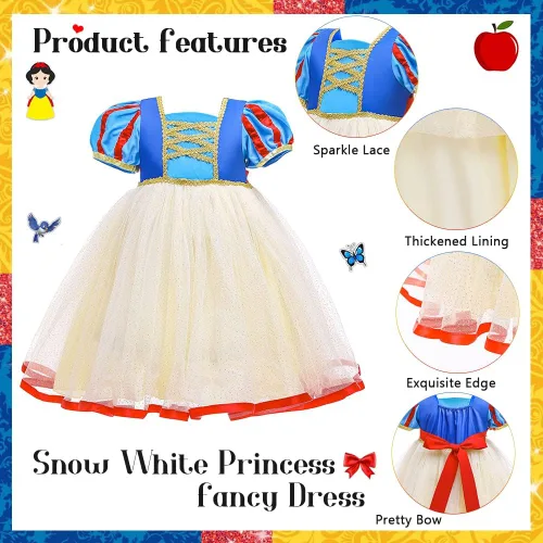Vista 2 de TOLOYE Disfraces de princesa para niñas, ropa de vestir de princesa con accesorios para fiesta de cumpleaños, Halloween, cosplay