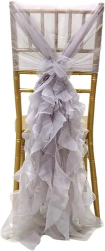 Vista 7 de Funda para silla de hilo de leche, fundas para respaldo de silla de tul para despedida de soltera, boda, decoración de baby shower, fundas largas