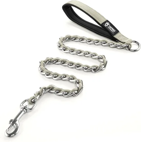 Vista 20 de TSPRO Correa de perro a prueba de mordeduras de acero inoxidable para perro, cadena de metal, correa de entrenamiento para perros con mango suave