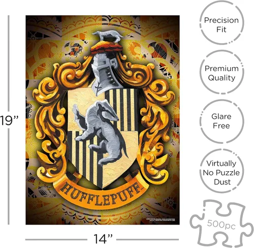 Vista 2 de Aquarius Rompecabezas de Harry Potter Escudo de Hufflepuff (rompecabezas de 500 piezas) – Con licencia oficial de Harry Potter – 14 x 19 pulgadas