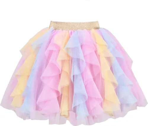 Vista 2 de Sunny Fashion Falda de niña azul marino perla estrellas brillantes tutú bailando talla 4-12