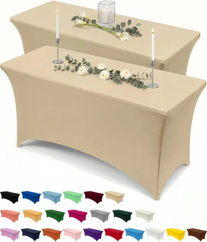 Vista 55 de Utopia Kitchen Mantel rectangular de spándex de 4 pies [1 unidad, negro] 200 GSM elástico, ajustado, lavable y resistente a las arrugas, cubierta