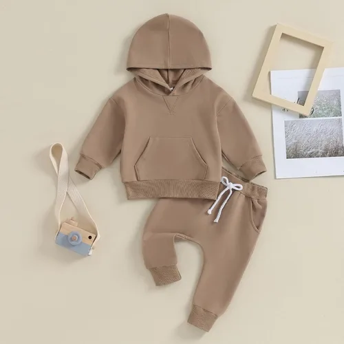 Vista 2 de Ehfomius Conjunto de 2 piezas de sudadera con capucha de manga larga con capucha y pantalones con cordón