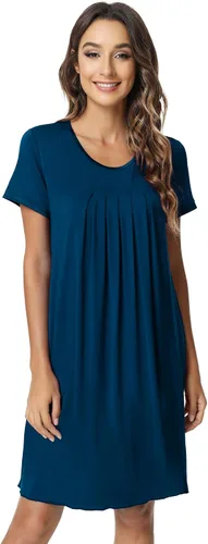 Vista 7 de NACHILA Nightgowns for Women-Viscose Made from Bamboo, Pleated Sleepwear. A-aqua Green