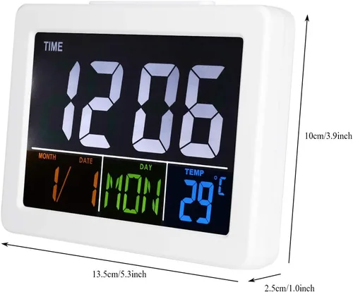 Vista 2 de TOPINCN Reloj despertador digital LCD, despertador digital de viaje, calendario digital, despertador, reloj de día para dormitorio, demencia