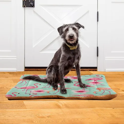 Vista 6 de Hermosa cama rectangular para perros y gatos con diseño de flamenco rosa, cómoda cama rectangular para mascotas, ultrasuave y calmante para perros