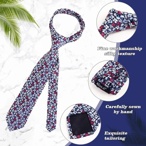 Vista 103 de Alizeal Mens 3.15inches Leaf Flower Pattern Tie with Floral Pocket Square Set