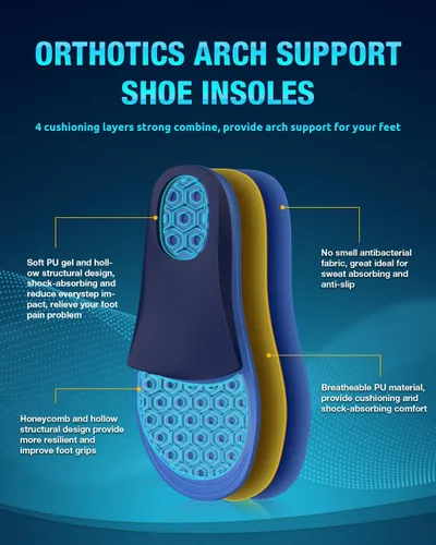 Vista 2 de SIIHEA Insertos de zapatos con soporte de arco, absorción de impactos estructurales huecos, plantillas ortopédicas para zapatos para aliviar
