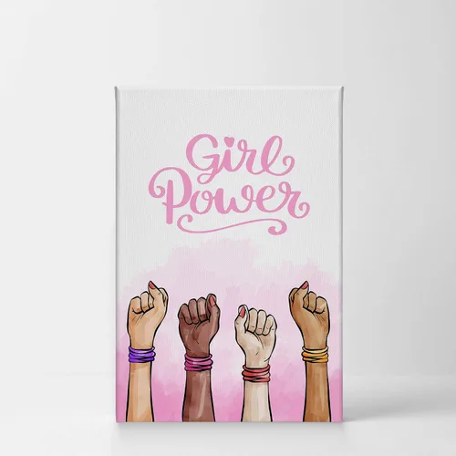 Vista 2 de Smile Art Design Girl Power Cita, Diversity Kids Gilrs, impresión de lienzo blanco y negro, decoración de la habitación de los niños, decoración
