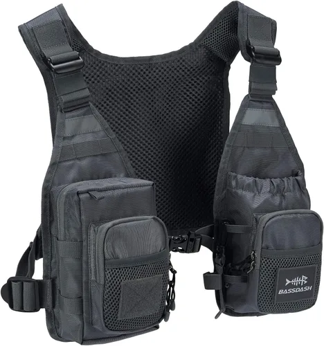 Vista 9 de BASSDASH FV08 Chaleco ultraligero de pesca con mosca para hombres y mujeres Paquete de pecho portátil Talla única para la mayoría