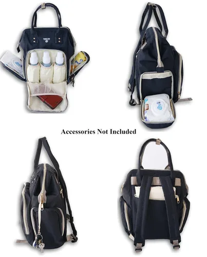 Vista 6 de Mochila grande para cambiar pañales para bebé, Azul