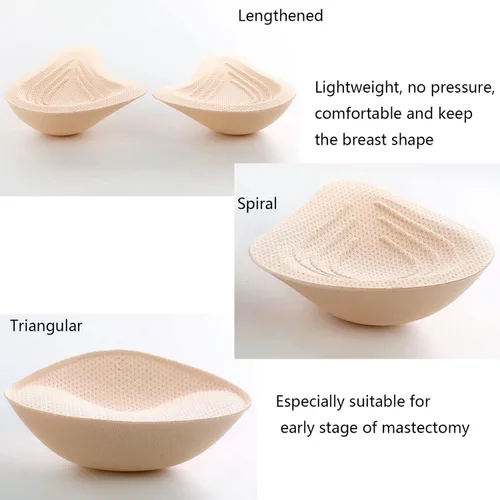 Vista 3 de Almohadillas de inserción de sostén de prótesis de pecho de algodón para mastectomía con forma de mama ligeras esponjosas de ventilación