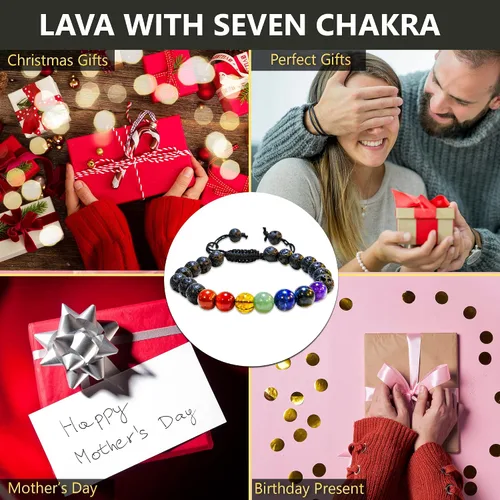 Vista 174 de Adjustable Crystal Bracelet – Gemstone Bead Bracelet with Adjustable Macrame String – Chic Gemstone Bracelet for Men and Women – 8mm Round Healing