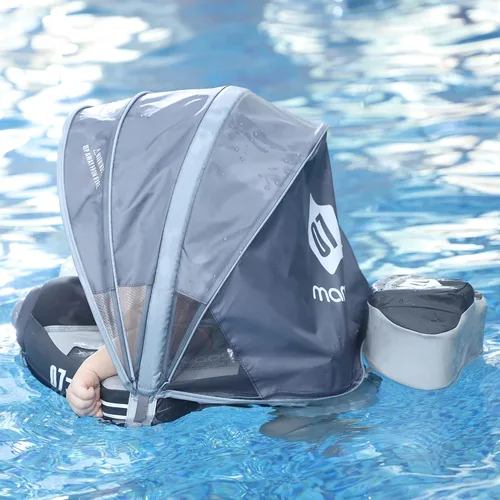 Vista 7 de Mambobaby Flotador con toldo para añadir cola para bebé, avión, no inflable, flotador sólido para piscina para bebé, entrenador de natación