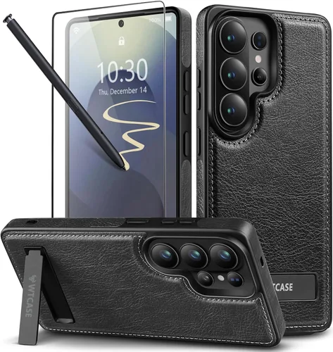Vista 12 de WTCASE Funda de piel magnética fuerte para Samsung Galaxy S26 con soporte, [compatible con MagSafe], funda delgada y ajustable con función atril