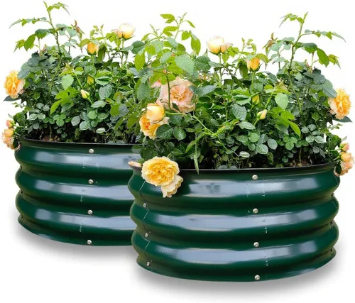 Vista 21 de GARDMAX 2x2x1FT Galvanized Round Raised Garden Bed Kit, Metal Planter Boxes Outdoor with Easy Assembly, Large Garden Bed for Vegetables, Fruits