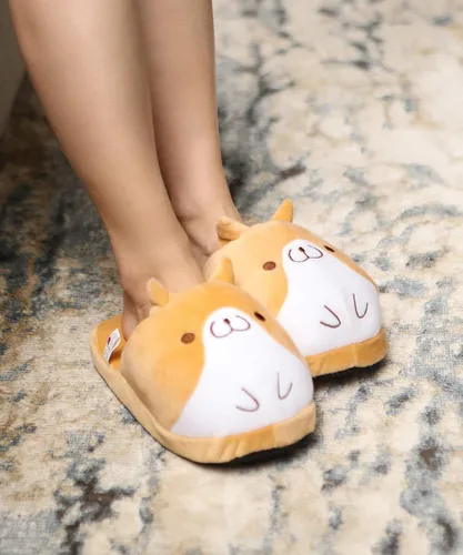 Vista 7 de Nayothecorgi Pantuflas Corgi suaves - Talla única, Naranja
