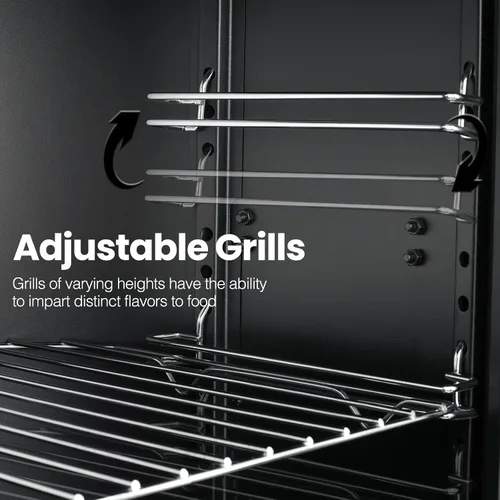 Vista 5 de Ahumador de propano, ahumador vertical con tres estantes extraíbles, parrillas al aire libre y ahumadores con termómetro para barbacoa, patio Negro