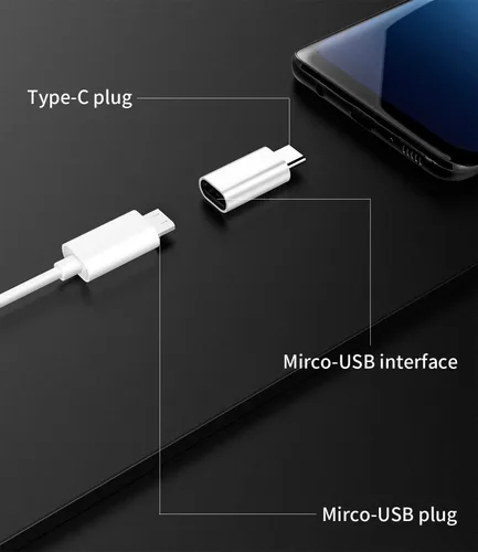 Vista 7 de Adaptador micro USB hembra a USB C macho (paquete de 3) compatible con Samsung Galaxy Note 10 S21 S20 Pixel 5XL iPad Pro Air4 LG Ultra Z Flip