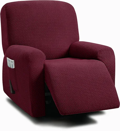Vista 9 de ULTICOR Fundas jacquard para sofá reclinable de 8 piezas, fundas elásticas para sofá reclinable de 3 cojines, gruesas, suaves y lavables (estilo 3)