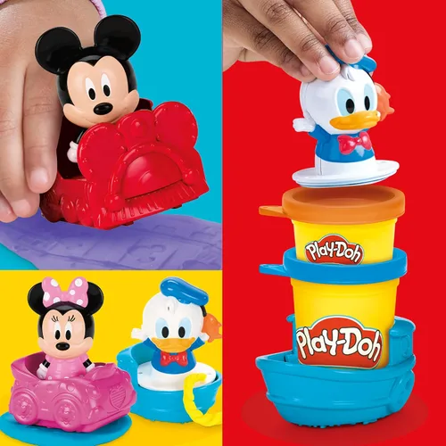 Vista 3 de Play-Doh Disney Junior Mickey Mouse Clubhouse, Stamp & Go Megapack con Mickey, Minnie y Donald, artes y manualidades, juguetes preescolares