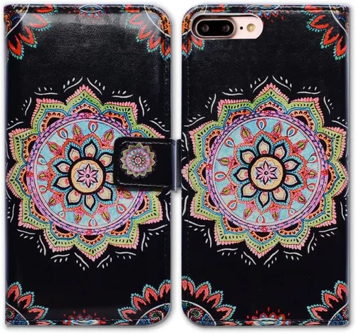 Vista 13 de Bcov Bfun - Funda para iPhone 8 Plus, funda para iPhone 7 Plus, diseño de cachemira brillante con ranura para tarjetas, funda de cuero para iPhone 7