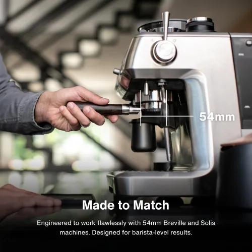 Vista 2 de Crema Productos de Café 54mm Portafiltro Desnudo Sin Fondo Compatible con Máquinas Breville de 54mm Incluye Cesta de Filtro de Doble Disparo