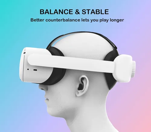 Vista 2 de BUSQUEDA Elite Strap for Oculus Quest 2, Lightweight & Comfortable Replacement Accessories for Meta Quest 2 Head Strap,Enhanced Support in VR (White)