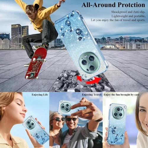 Vista 5 de For Honor Magic 5 Pro - Funda transparente con purpurina brillante, lujo brillante Honor Magic 5 Pro, funda protectora de silicona de poliuretano