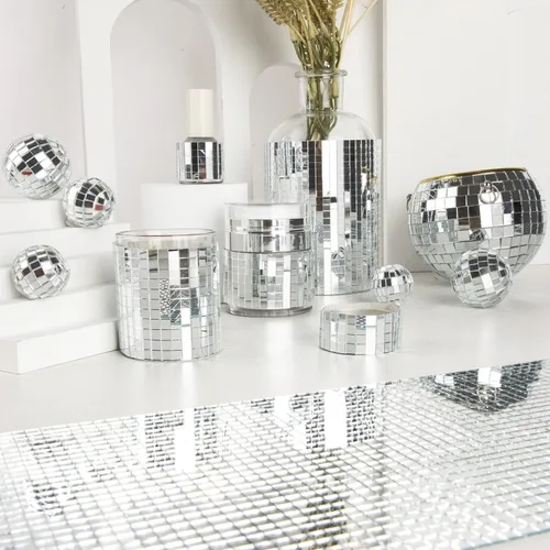 Vista 5 de 10800 piezas de azulejos de mosaico de espejo, azulejos de disco autoadhesivos de 5 x 5 mm, azulejos de disco de espejo cuadrado, pegatinas de bola