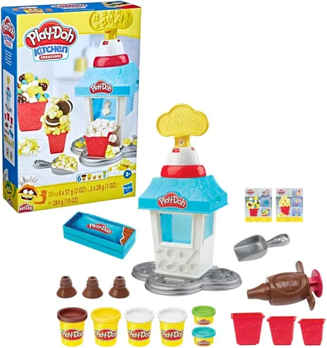 Vista 2 de Play-Doh Kitchen Creations - Juego de alimentos para fiesta de palomitas de maíz con 6 latas no tóxicas