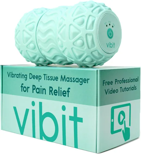 Vista 9 de Vibit - Masajeador vibratorio para fascitis plantar, alivio del dolor y ciática, rodillo de masaje portátil para pies y cuerpo, alivio del dolor