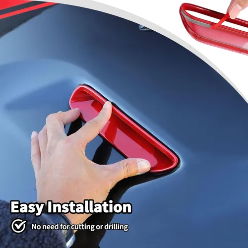 Vista 4 de JWWY Para Challenger Hood Aire Acondicionado Salida de Aire Acondicionado Trim para 2009-2014 Dodge Challenger Accesorios, ABS Rojo 2 piezas