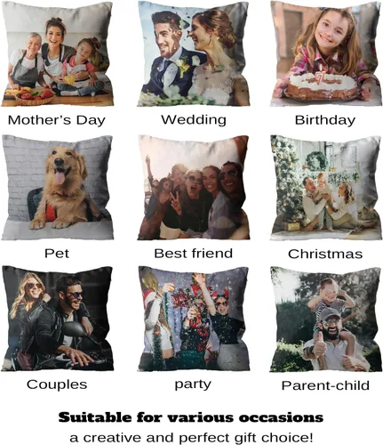 Vista 7 de Almohada personalizada con foto y texto - Regalo conmemorativo personalizado para la familia, aniversario, boda, almohada decorativa de 16 x 16