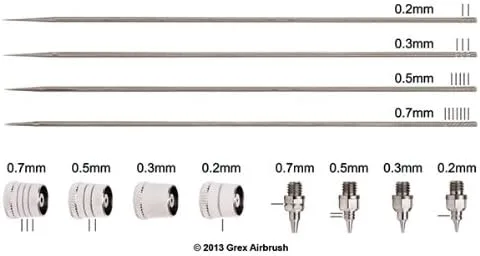 Vista 3 de Grex Kit de boquillas para aerógrafo TK-7, 0.028 in, tritio