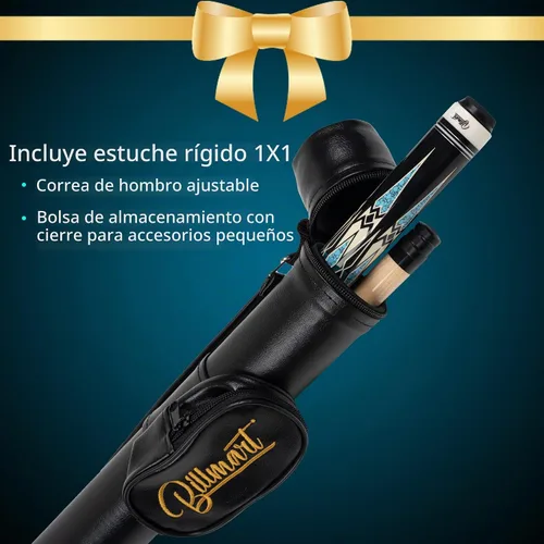 Vista 5 de Taco de billar, tacos de billar con estuche rígido, 2 piezas de 58 pulgadas para mesa de billar, taco de billar con punta de 13 mm, 19-21 oz taco