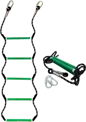 Vista 7 de Escalera de cuerda para barco, cuerda de escalada resistente de 450 libras de resistencia, línea de poliéster reforzada de 0.55 pulgadas, diseño