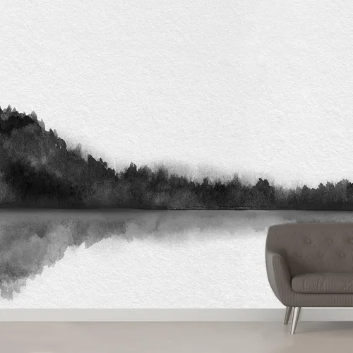 Vista 24 de SIGNWIN Adhesivo removible de pared/mural de pared azul pastel, cielo brumoso, montaña, valle, naturaleza, desierto, fotografía, realismo, paisaje