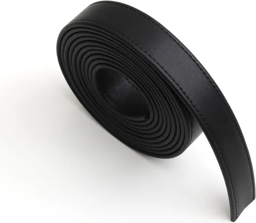 Vista 10 de lalatia Correas de cuero sintético cosidas para manualidades, tiras de cuero con costuras de 1/2 pulgada de ancho, 2 yardas de largo, color negro