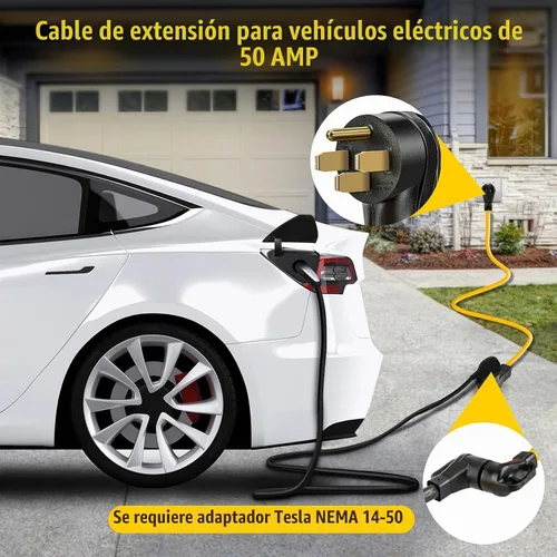 Vista 5 de Cable de extensión de 50 amperios para RV/EV, 4 clavijas NEMA 14-50P a 14-50R 50F/50M cable para caravanas remolques, Tesla modelo 3-S-X-Y, STW