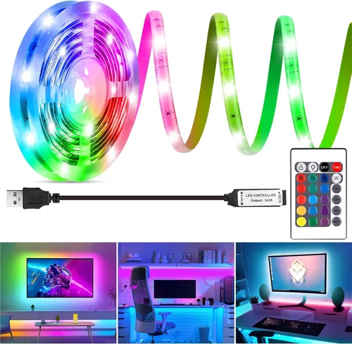 Vista 8 de Kit de tiras de luces LED, tira de luces LED RGB de 2 x 6.56 pies para retroiluminación LED de TV de 40 a 60 pulgadas, tira de luz que cambia