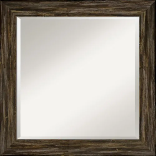 Vista 62 de Amanti Art Espejo de pared marrón de 26 x 22 pulgadas, espejo rectangular de baño de Alejandría marrón rústico para decoración de pared, sala