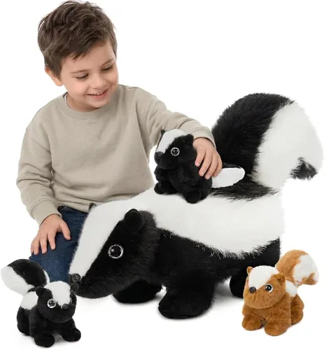Vista 29 de MaoGoLan 4 animales de peluche de castor con tres bebés en el interior, regalo de felpa de castor gigante esponjoso de 17.7 pulgadas, divertidos