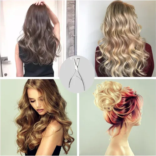 Vista 6 de Kit de herramientas de extensión de cabello con cinta adhesiva, superficie plana profesional, extensiones de cabello con cinta de acero inoxidable