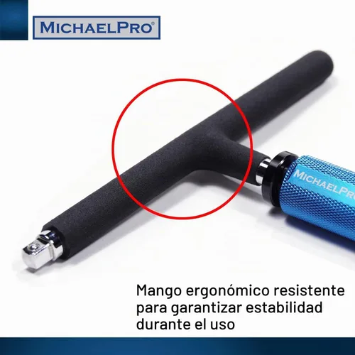 Vista 5 de MichaelPro - Juego de llaves de mango en T ajustables para accionamiento de 1/4 y 3/8 pulgadas, llave de mango en T de velocidad con diseño