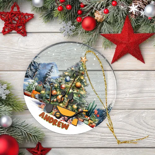 Vista 6 de Adorno personalizado de arbolista para mujeres y hombres, acrílico de Navidad, nombre personalizado, 2.90 x 2.90 pulgadas, árbol colgante